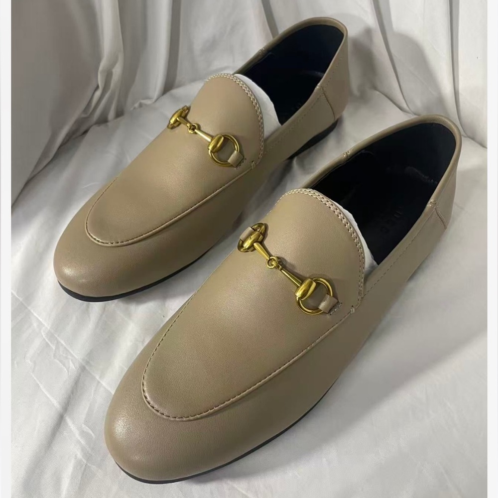 Gucci Brixton horsebit beige loafers, women’s, size 7